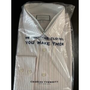 Charles Tyrwhitt Non-Iron Twill Stripe Shirt Classic For 18/36”